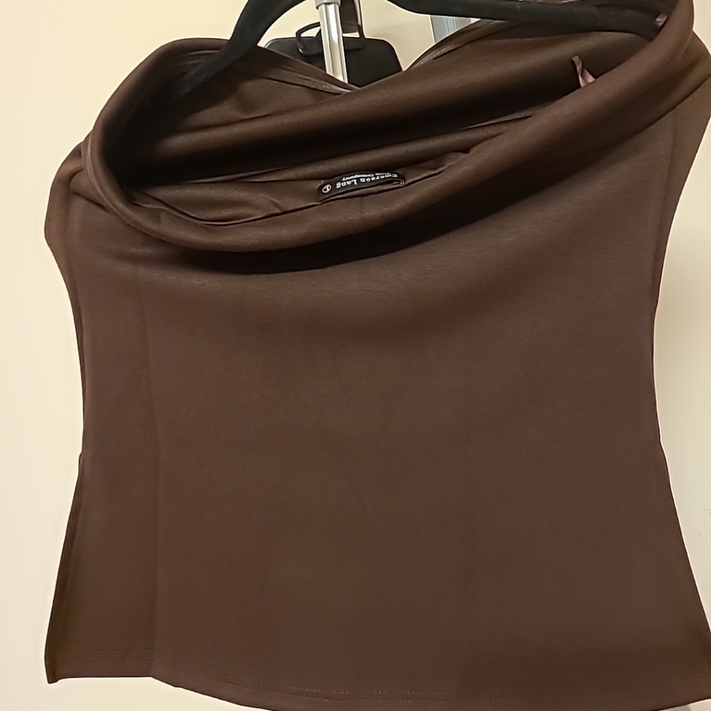 Brown Off-Shoulder Top